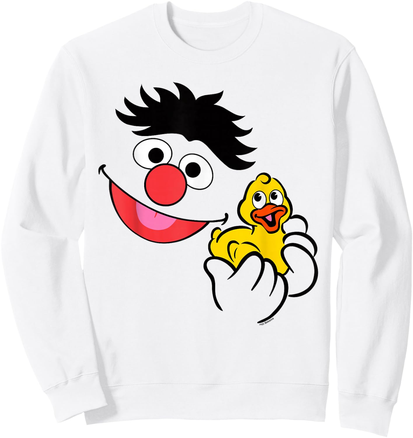 Sesame Street Ernie Holding Rubber Duckie Halloween Costume Sweatshirt - Sweatshirt | White