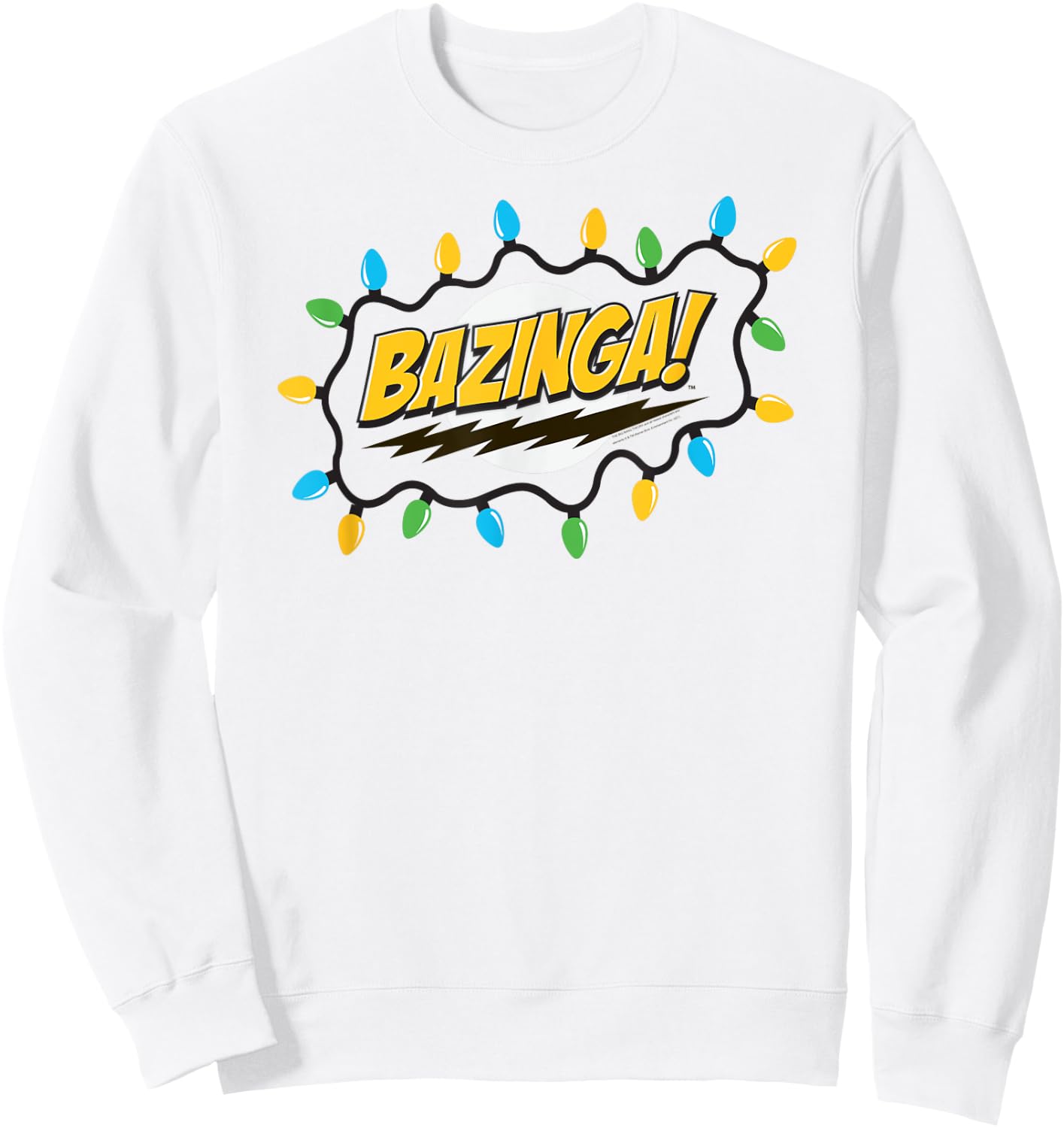 The Big Bang Theory Bazinga Christmas Lights TV Show Sweatshirt - Sweatshirt | White