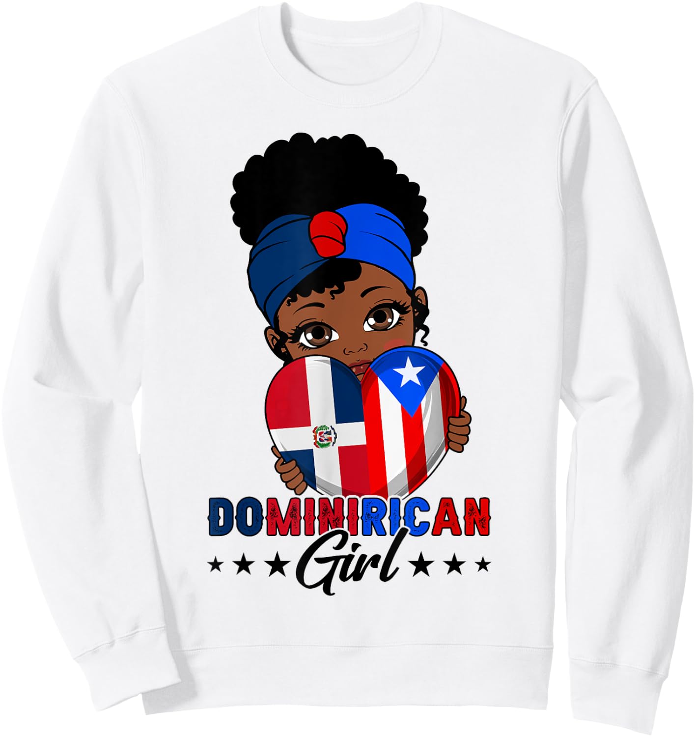 Dominirican Girl Puerto Rico & Dominican Republic Flag Pride Sweatshirt - Sweatshirt | White