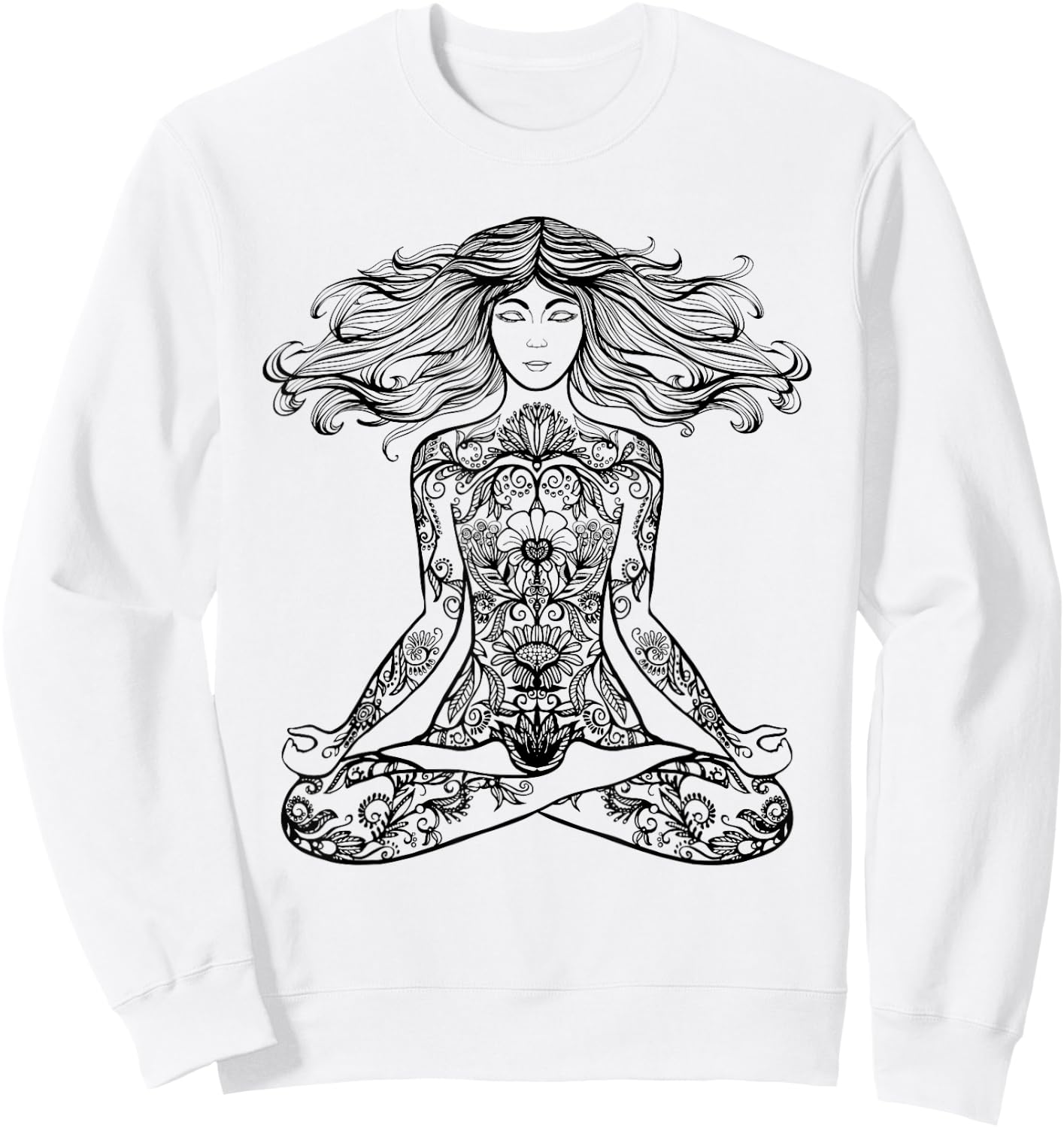 Zen Meditation T Shirt Cute Yoga Clothes Gifts Men Sweatshirt - Sweatshirt | White