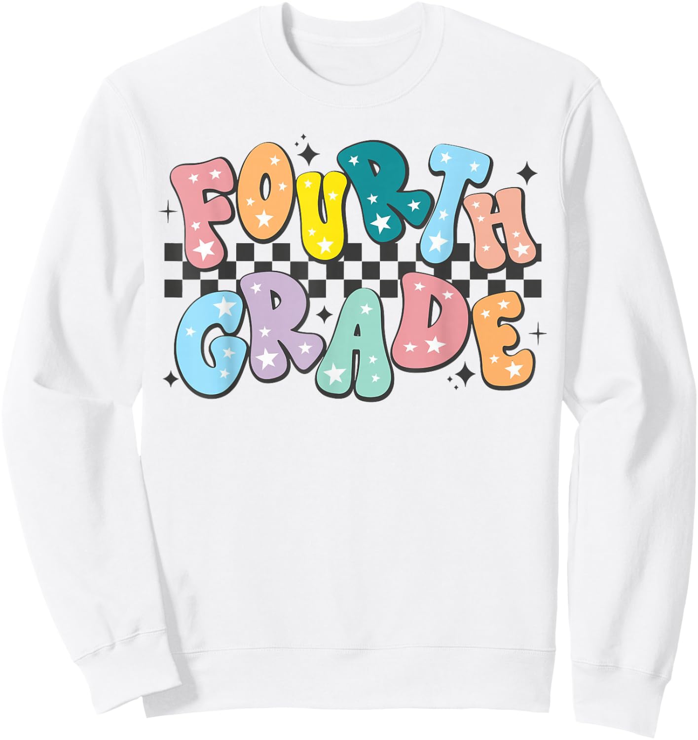 Retro Fourth Grade Teacher Kids Back To School 4th Grade Sweatshirt - Sweatshirt | White