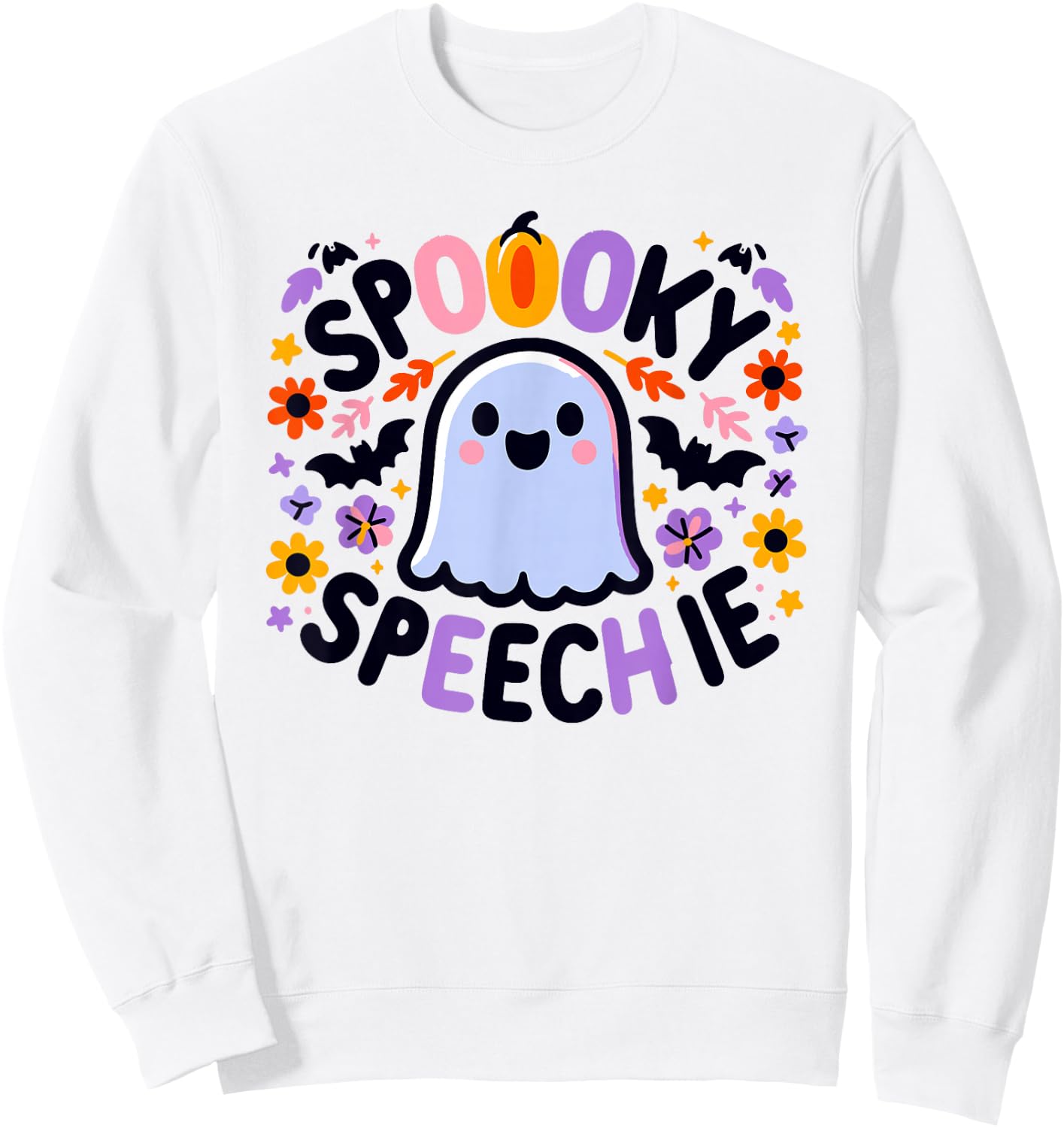 SLP Halloween Speech Therapy Spooky Ghost Speech Therapist Sweatshirt - Sweatshirt | White