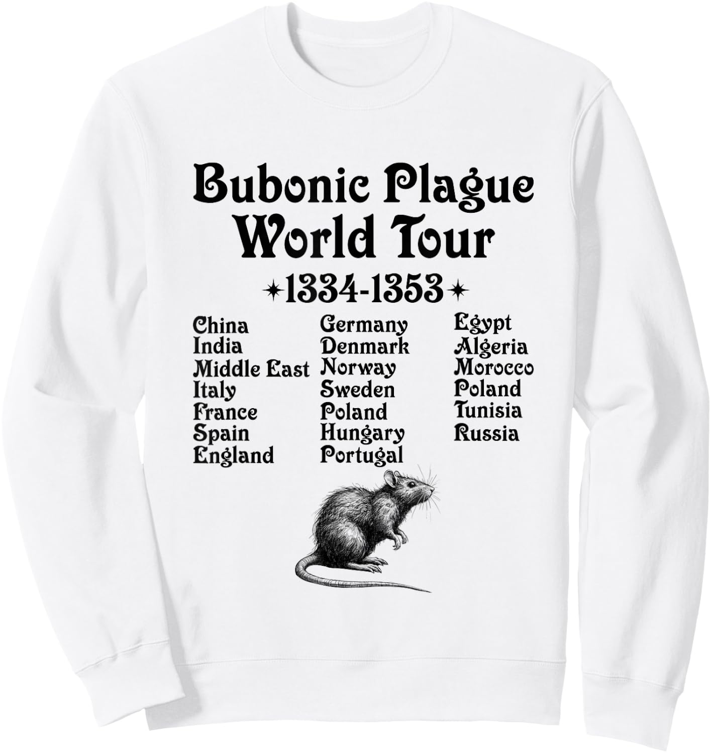Gothic Bubonic Plague World-Tour Plague Rat Medieval History Sweatshirt - Sweatshirt | White