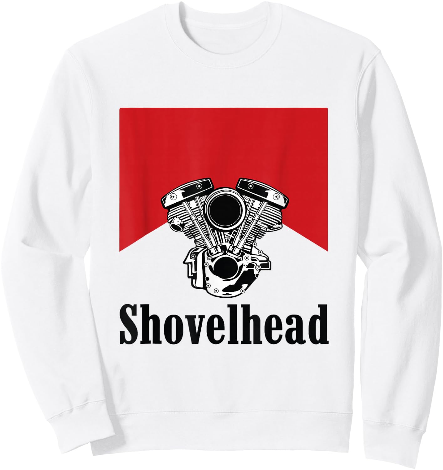 Vintage HD Motorcycle VTwin ShovelHead Engine Drawing Biker Sweatshirt - Sweatshirt | White