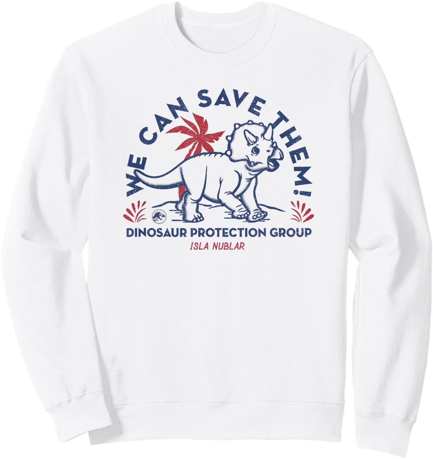 Jurassic World Save The Triceratops Poster Sweatshirt - Sweatshirt | White