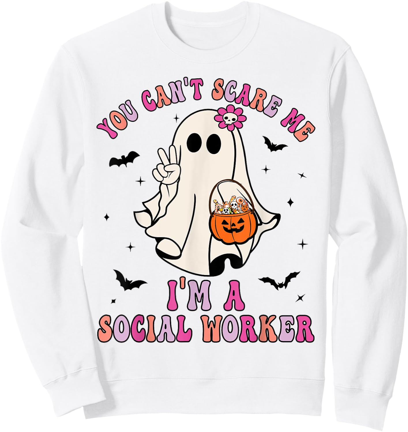 You Can't Scare Me I'm a School Social Worker Halloween Sweatshirt - Sweatshirt | White