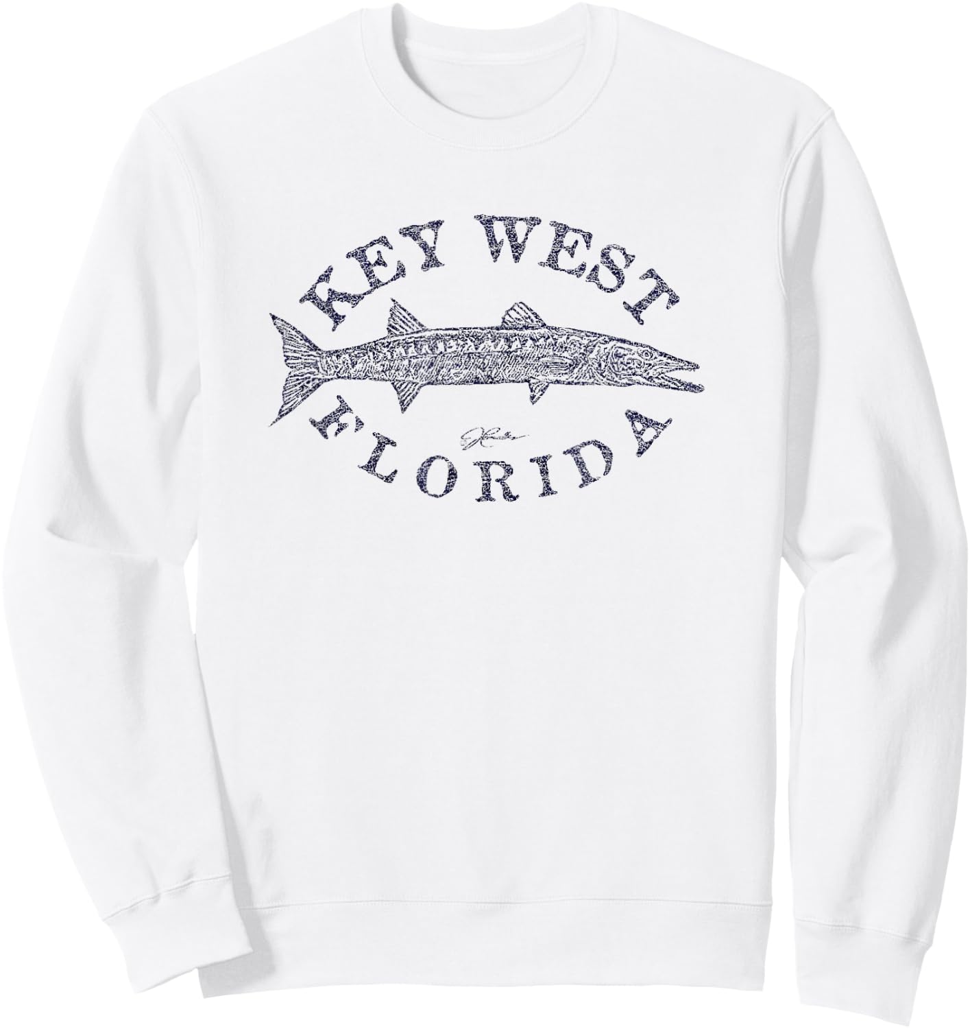 JCombs: Key West, FL, Great Barracuda (Distressed) Sweatshirt - Sweatshirt | White