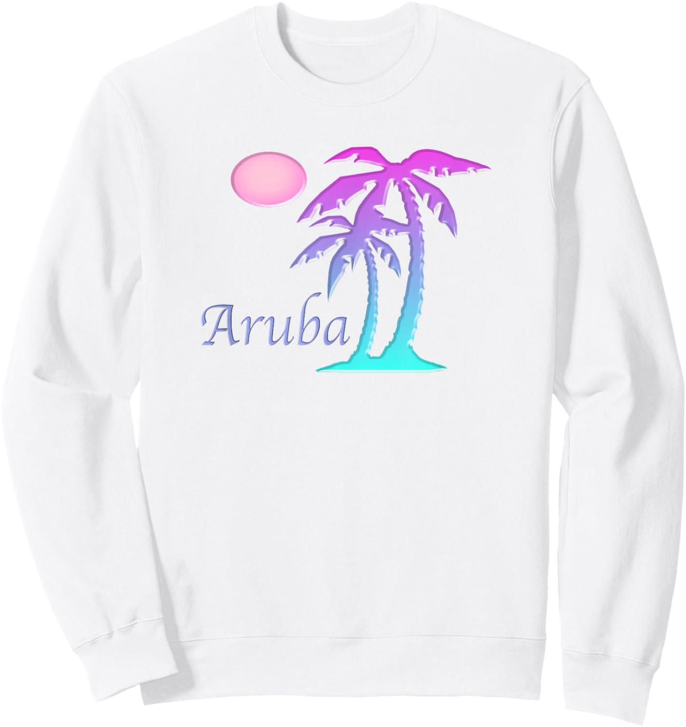 ARUBA Vacation Souvenir Gift Sun Palm Tree Sunset Sweatshirt - Sweatshirt | White