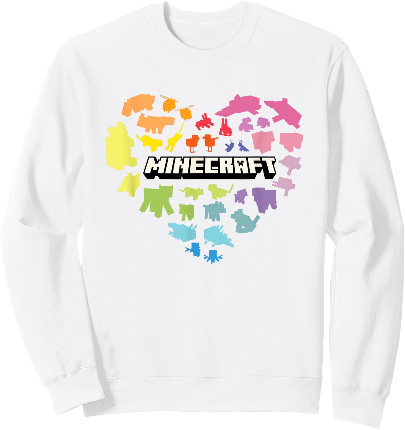 Minecraft Valentine's Day Heart Shaped Rainbow Icons Sweatshirt - Sweatshirt | White