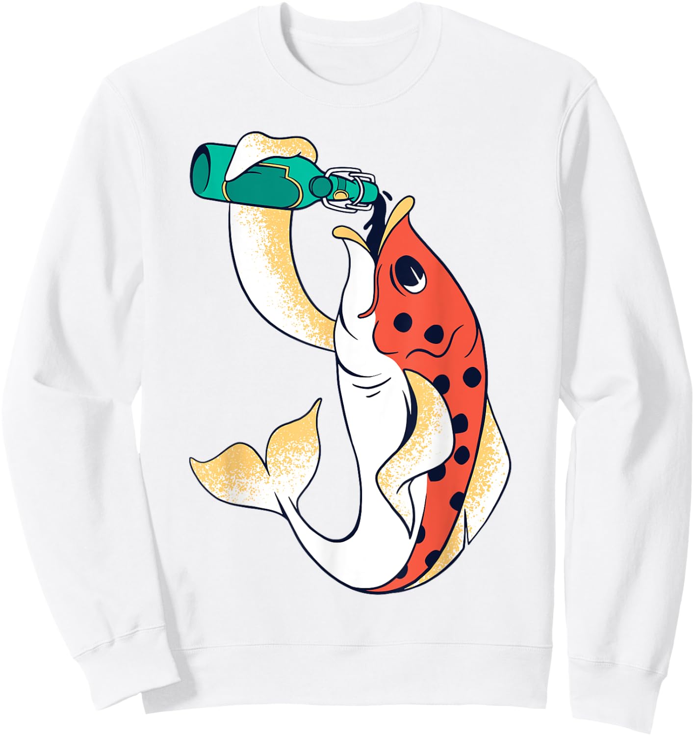Fish Drinking Beer Funny Fishing and Drinking Lover Design Sweatshirt - Sweatshirt | White