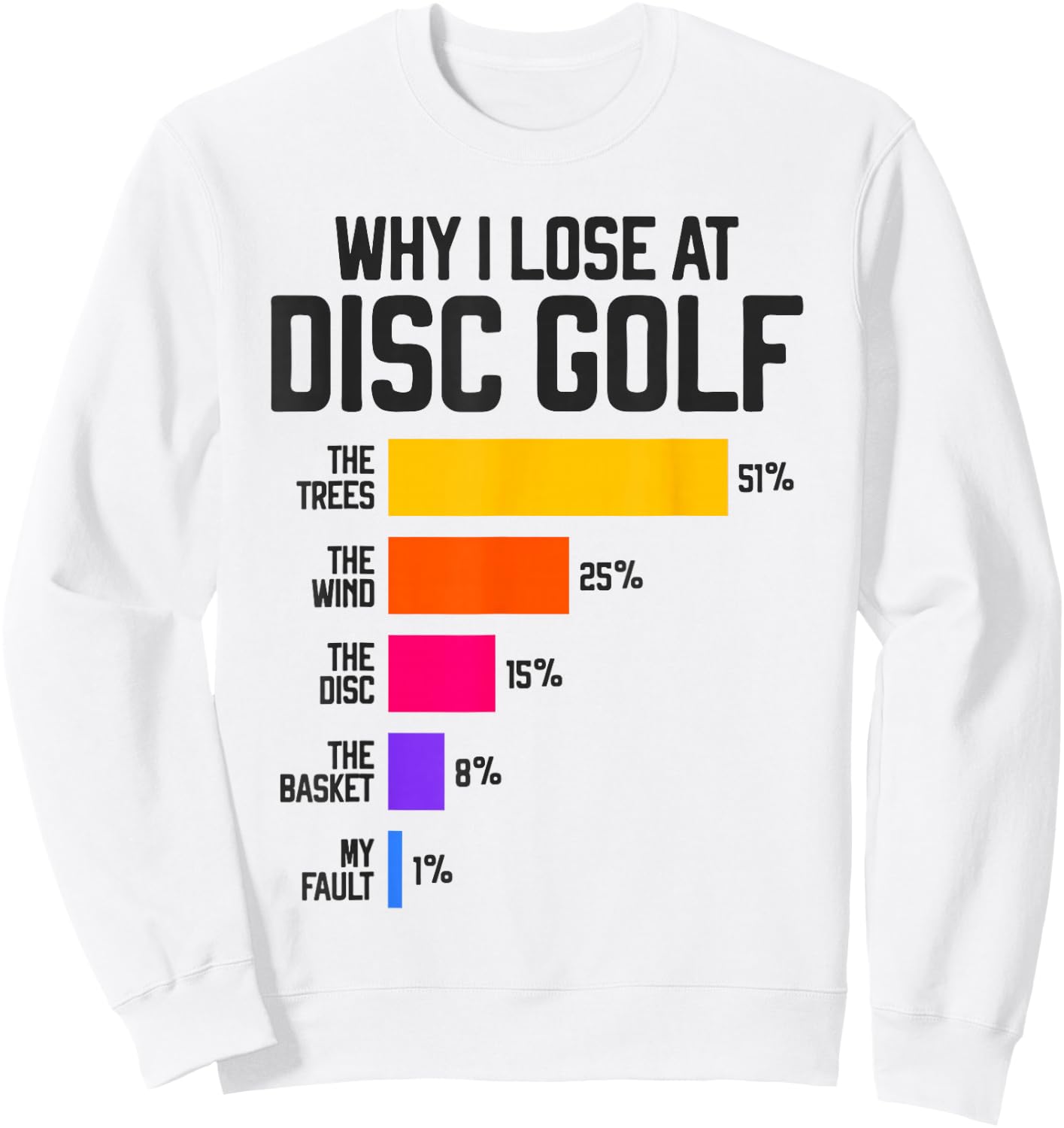 Why I Lose at Disc Golf Funny Frisbee Excuses Sweatshirt - Sweatshirt | White
