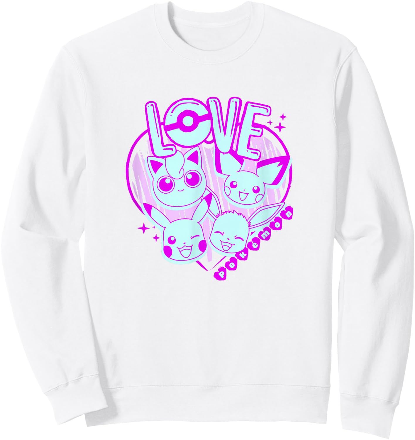 Pokémon Valentine's Day Neon Pink Pocket Monster Sketch Sweatshirt - Sweatshirt | White