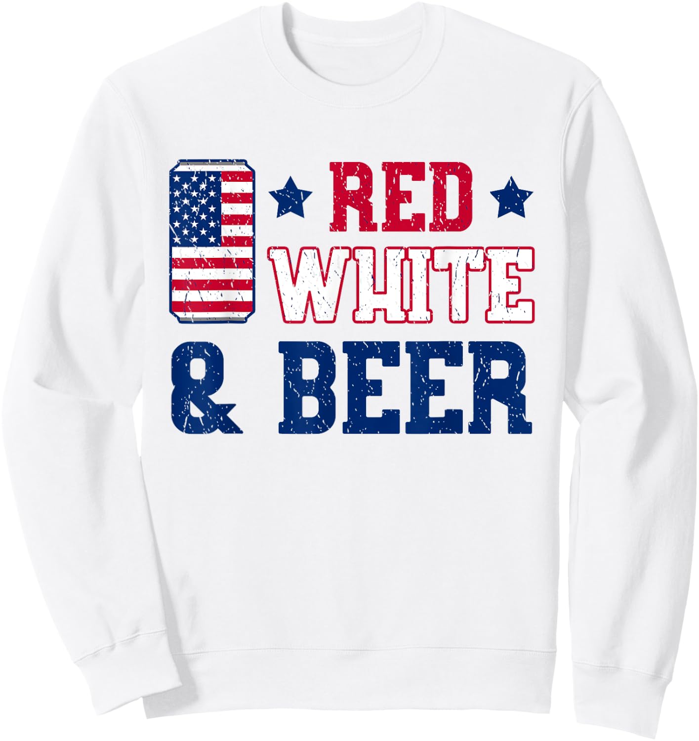 Red White And Beer Shirt - USA 4th of July Gift Sweatshirt - Sweatshirt | White