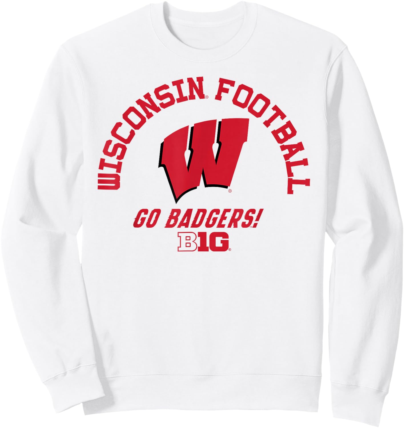 Wisconsin Badgers Big 10 Football White Officially Licensed Sweatshirt - Sweatshirt | White