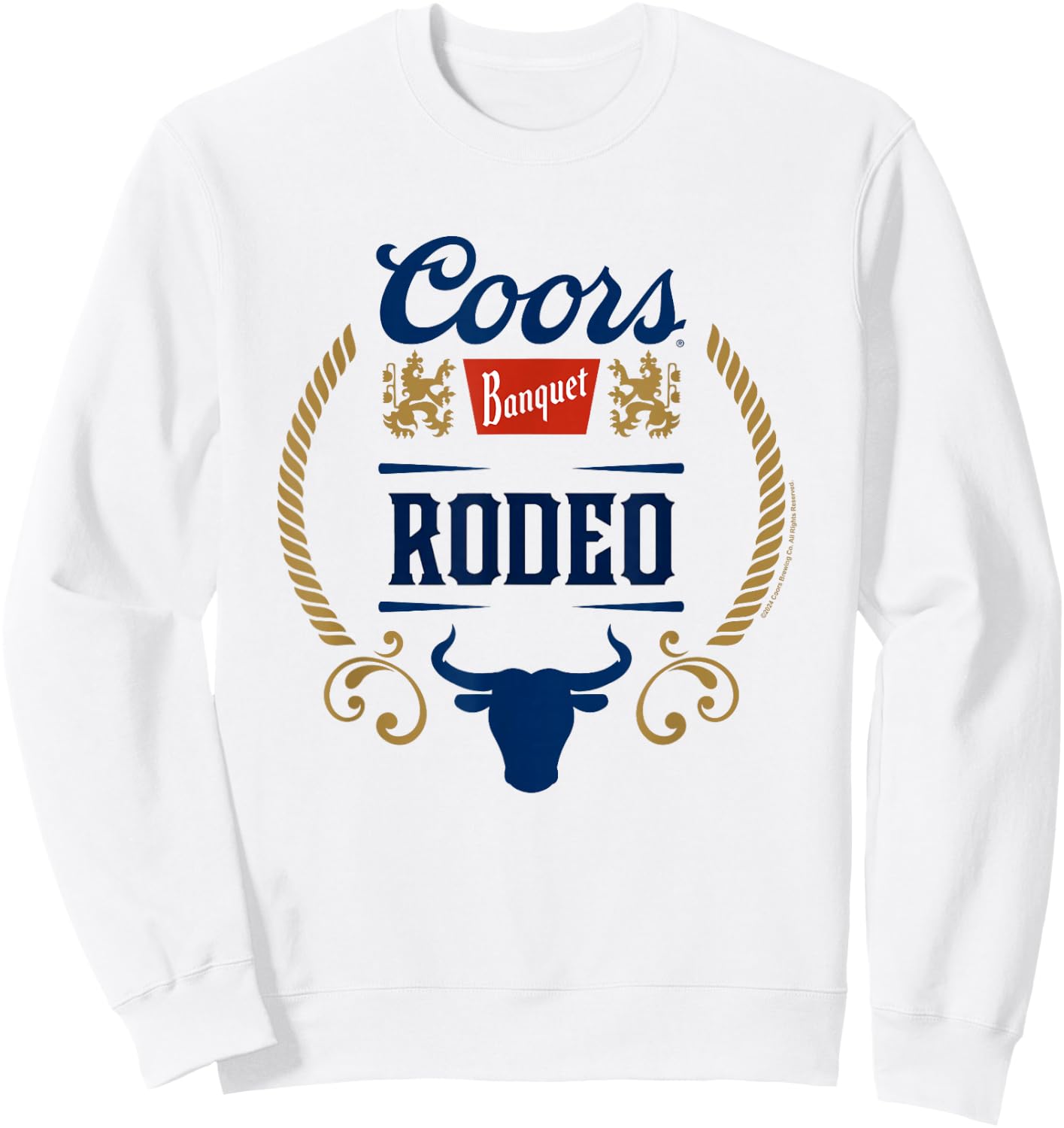 Coors Banquet Rodeo Bull Horns Framed Badge Sweatshirt - Sweatshirt | White