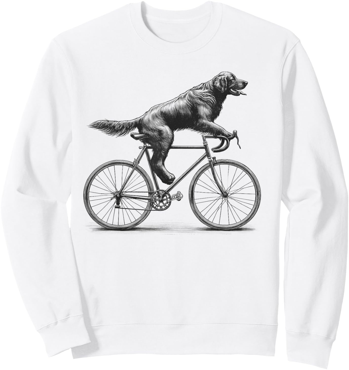 Flat-Coated Retriever Dog Riding Bike Bicycle Biker Cycling Sweatshirt - Sweatshirt | White