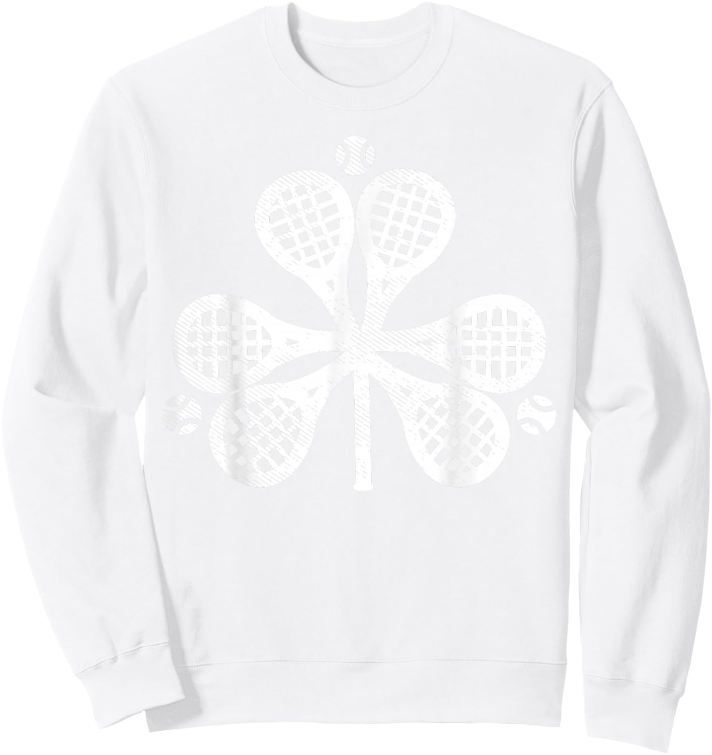 Tennis Shamrock Clover St Patricks Day Player Coach Gift Sweatshirt - Sweatshirt | White
