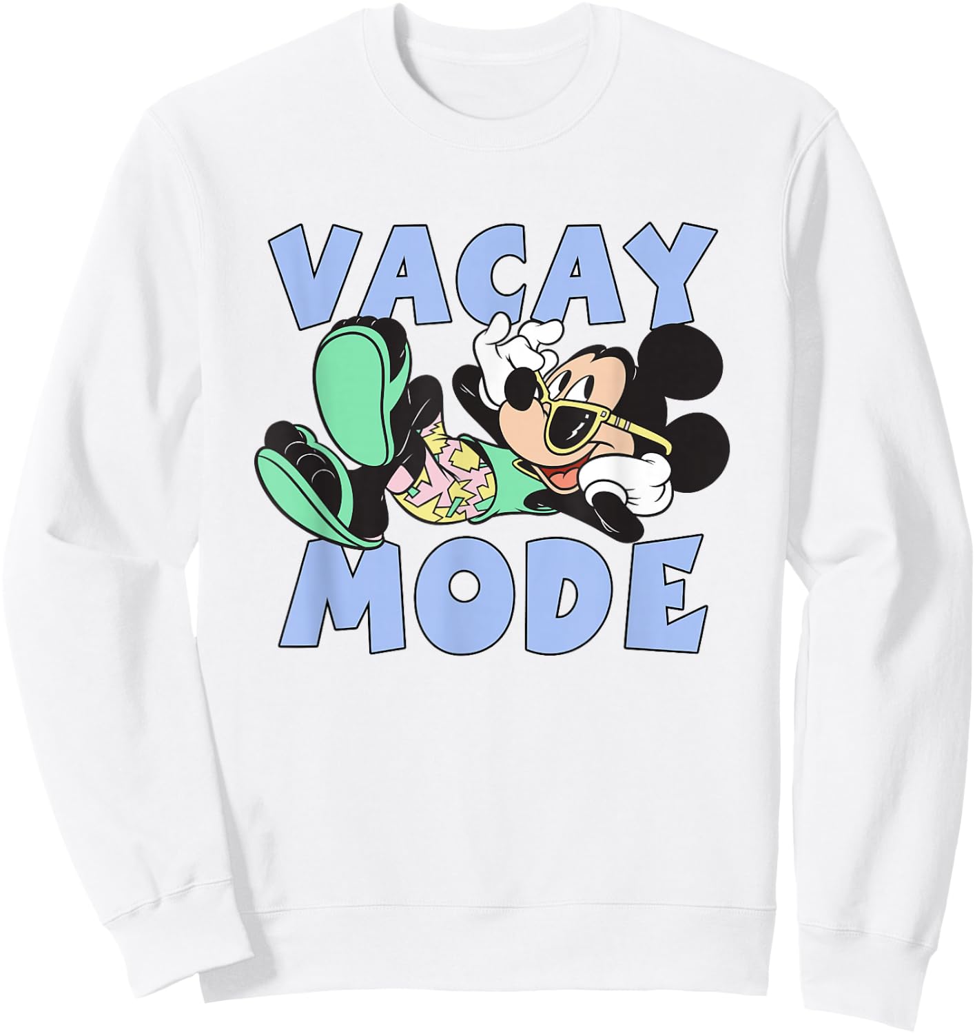 Disney Mickey And Friends Cool Mickey On Vacay Mode Logo Sweatshirt - Sweatshirt | White