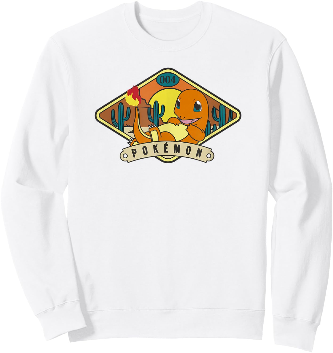 Pokémon 004 Charmander Outdoor Adventure Desert Park Badge Sweatshirt - Sweatshirt | White