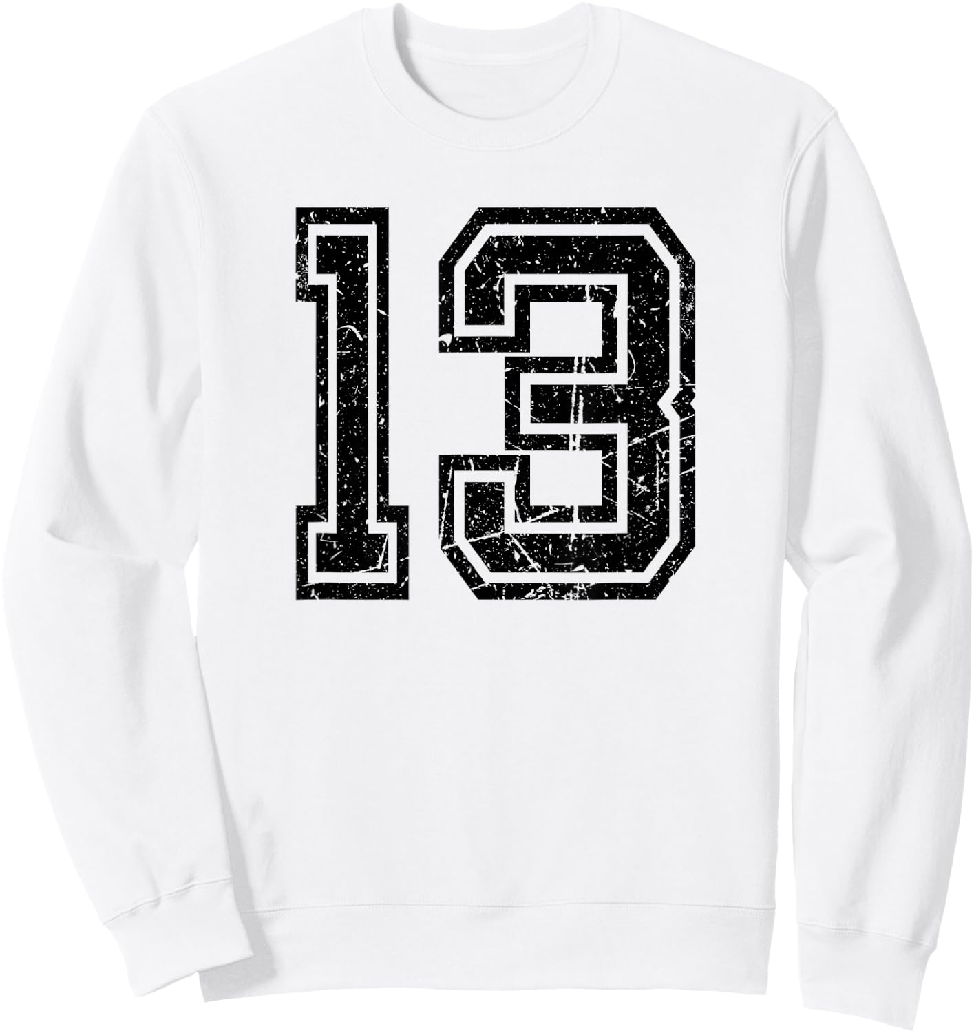 Number #13 Sports Team Retro Number Sweatshirt - Sweatshirt | White