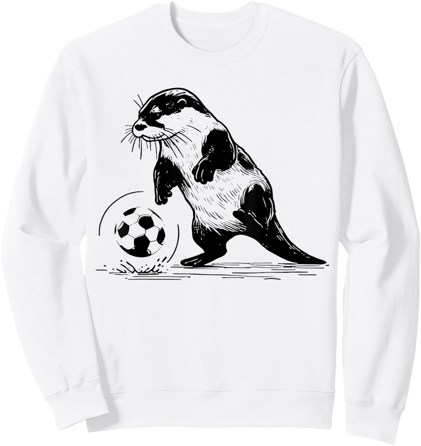 Vintage Otter Playing Soccer Funny Animal Sport Lover Sweatshirt - Sweatshirt | White