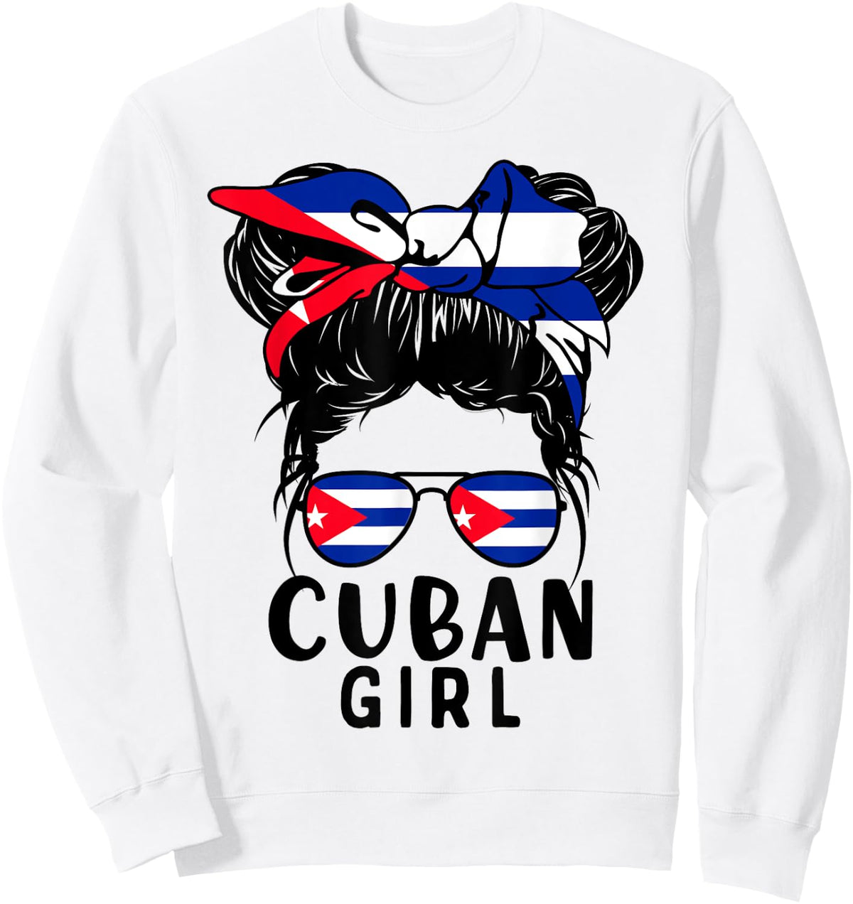 Cuban Girl Messy Hair Cuba Pride Patriotic Kids Sweatshirt - Sweatshirt | White