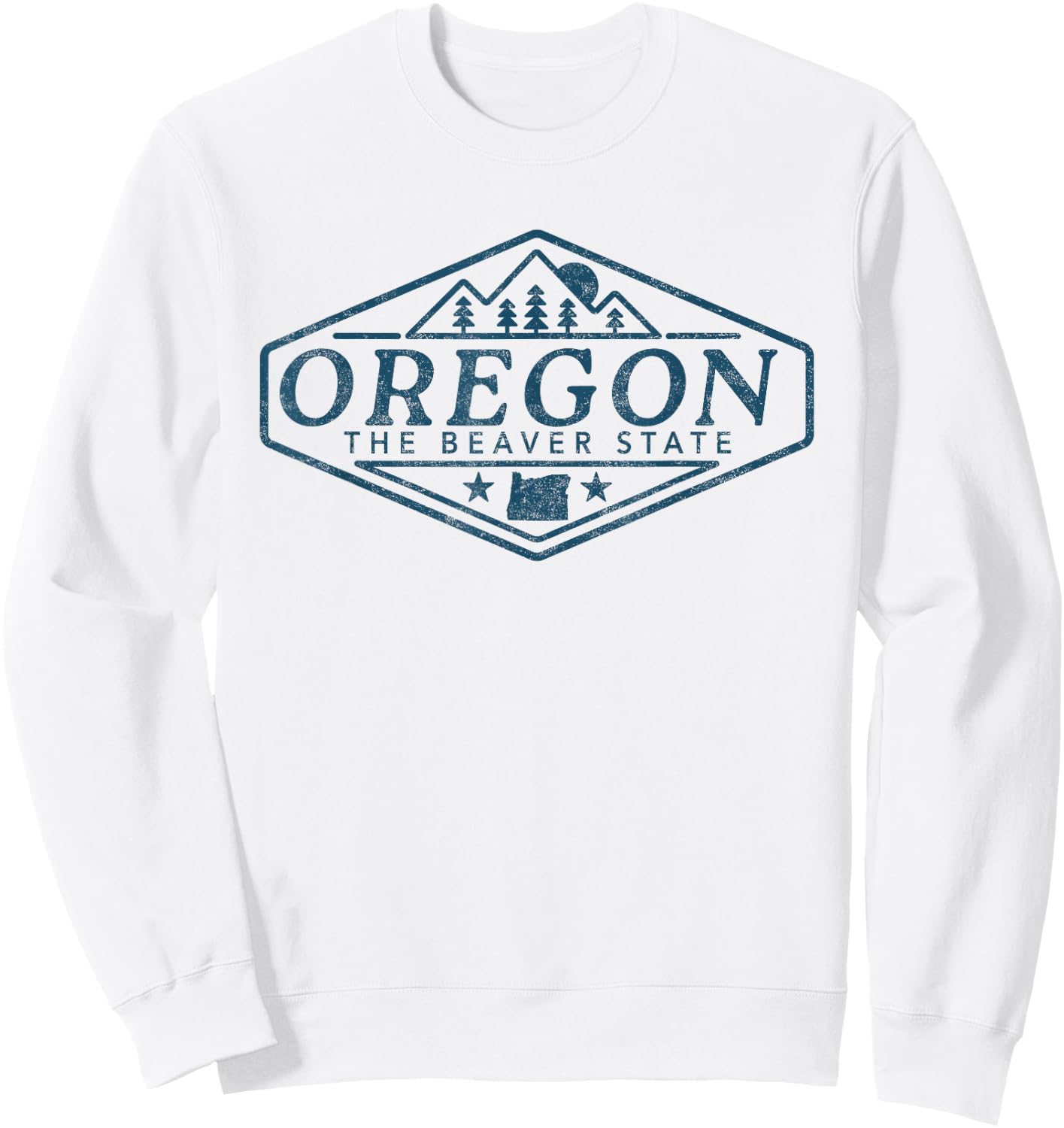Oregon The Beaver State Vintage Distressed Sweatshirt - Sweatshirt | White