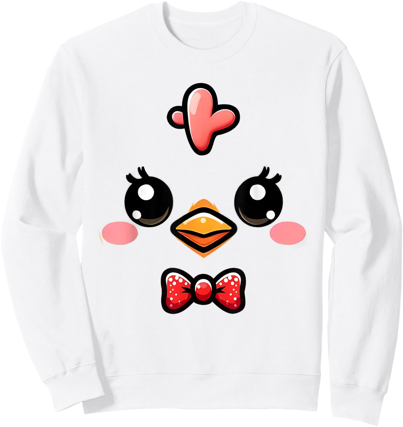 Cute Chicken Face Yellow Chick Costume Farm Animal Lover Sweatshirt - Sweatshirt | White