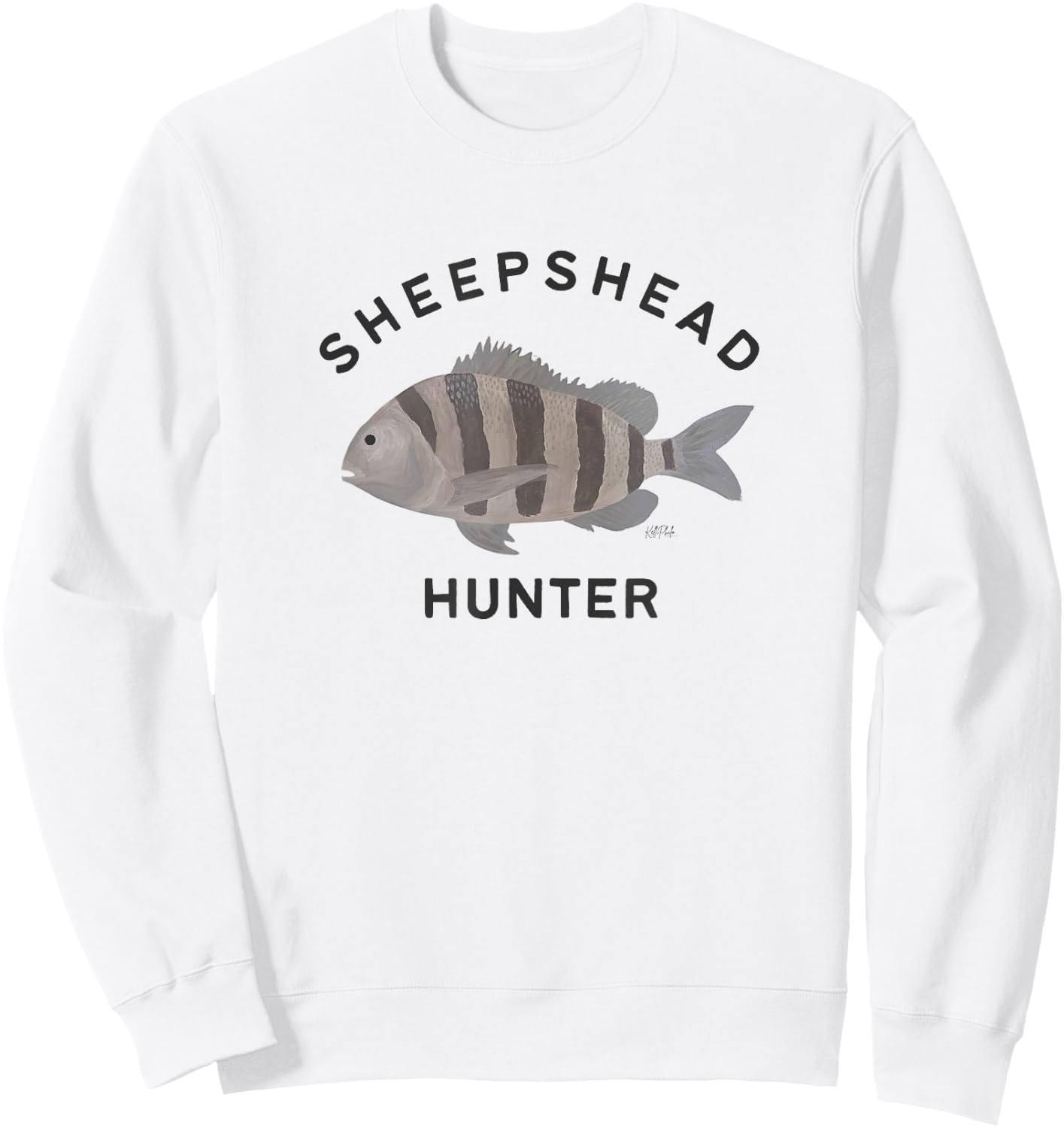 Sheepshead hunter fishing , Small, Grey Sweatshirt - Sweatshirt | White