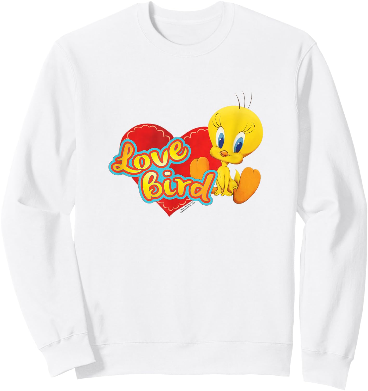 Popfunk -Adult Yellow Cartoon Tweety Love Bird Valentine's Day Sweatshirt - Sweatshirt | White