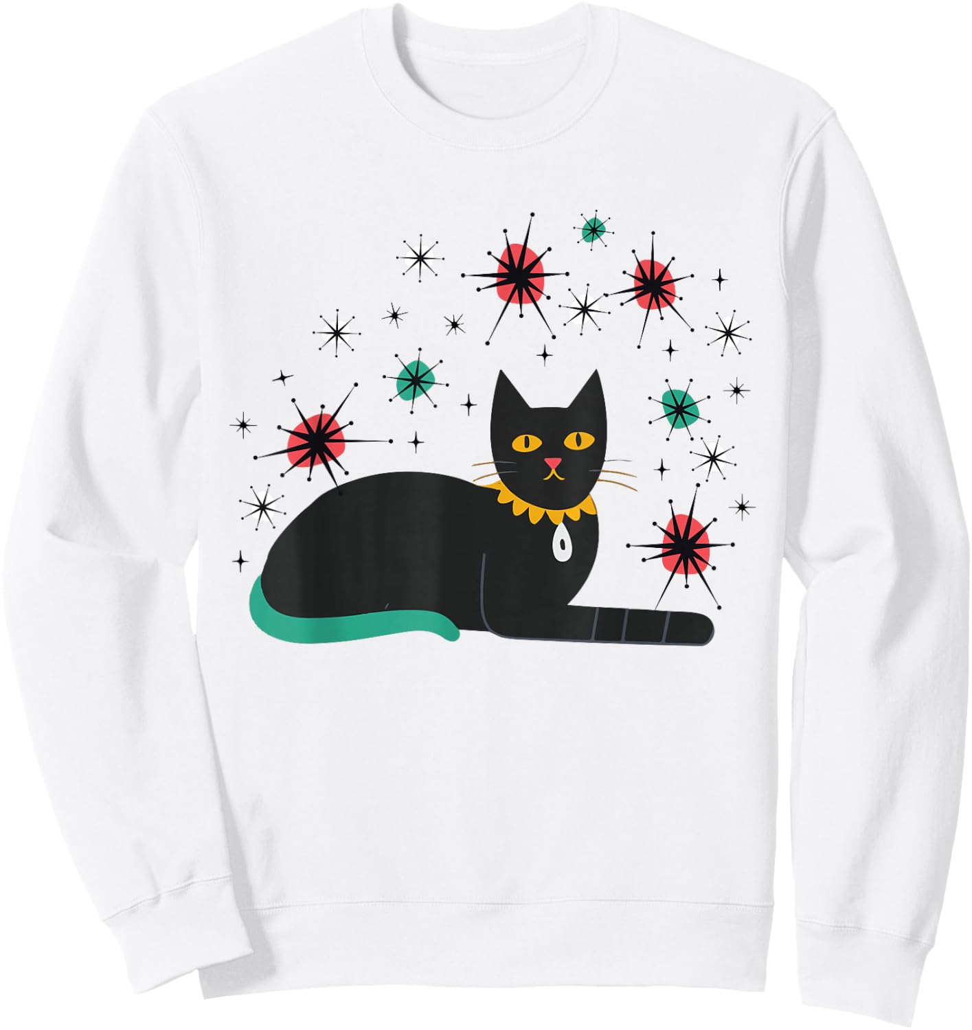 Retro Cat Midcentury Atomic Age 1950s Mid Century Sweatshirt - Sweatshirt | White