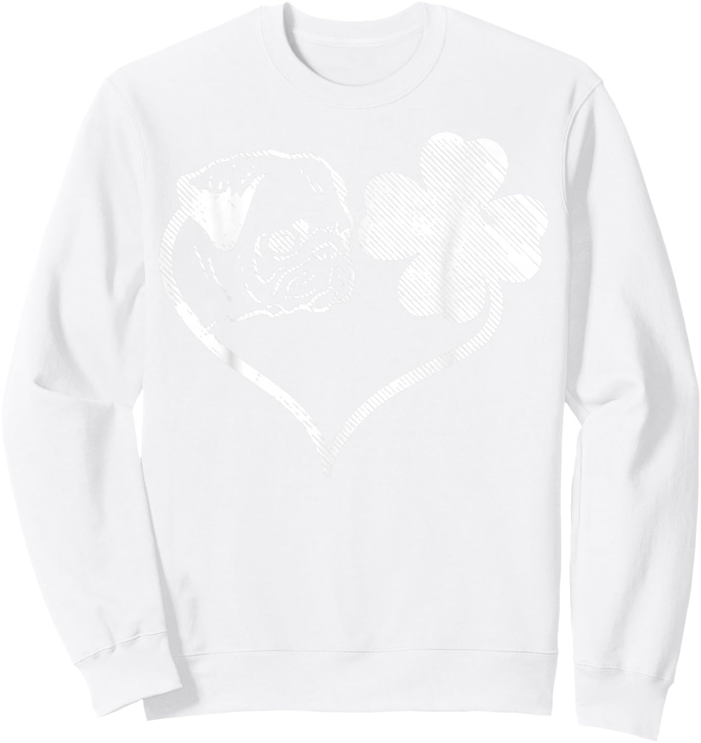 Irish Pug Face Shamrock Clover St Patricks Day Dog Owner Sweatshirt - Sweatshirt | White