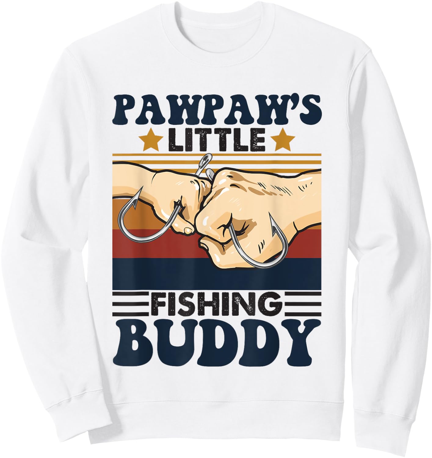 Pawpaw's Little Fishing Buddy Funny Fishing Partner Sweatshirt - Sweatshirt | White