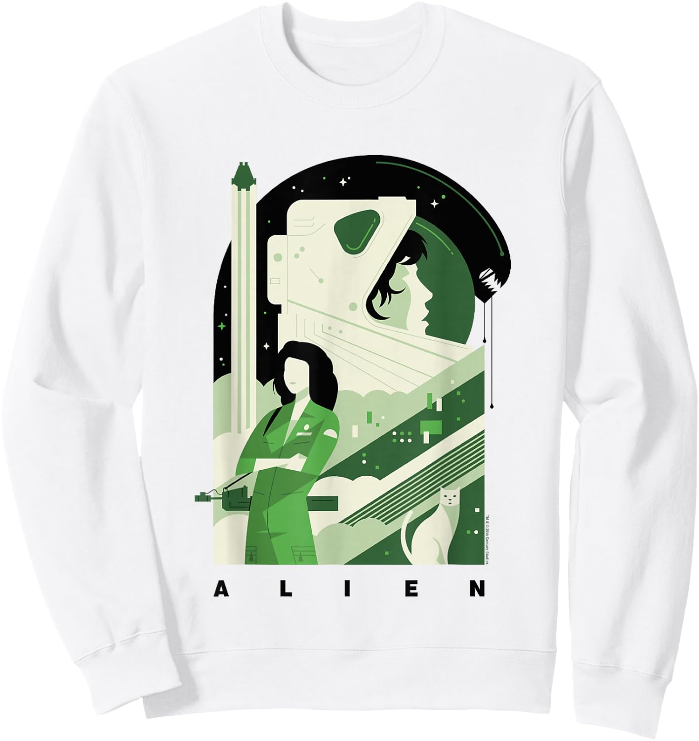 Aliens Iconic Strong Ellen Ripley Silhouette Chest Poster Sweatshirt - Sweatshirt | White