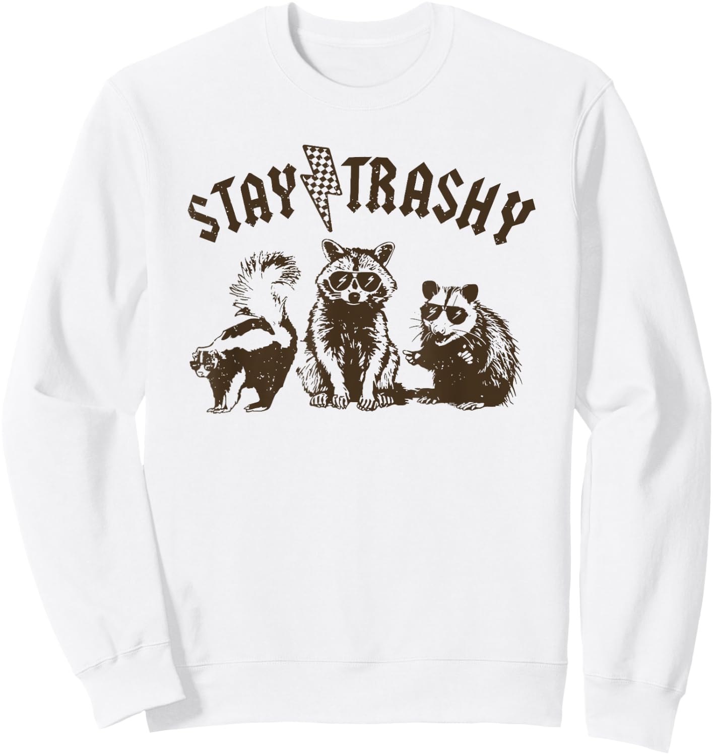 Stay Trashy Raccoon Sweatshirt - Sweatshirt | White