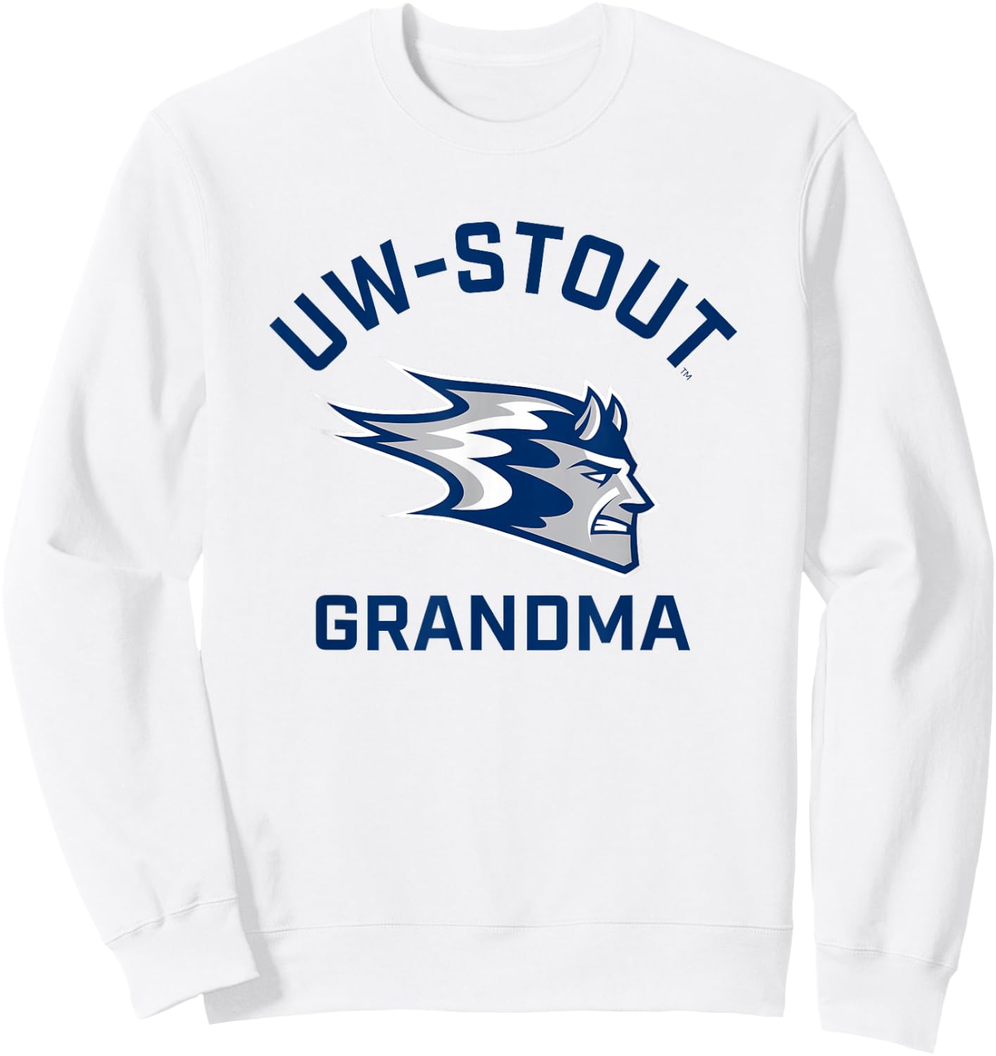University of Wisconsin-Stout Blue Devils Arched Grandma Sweatshirt - Sweatshirt | White