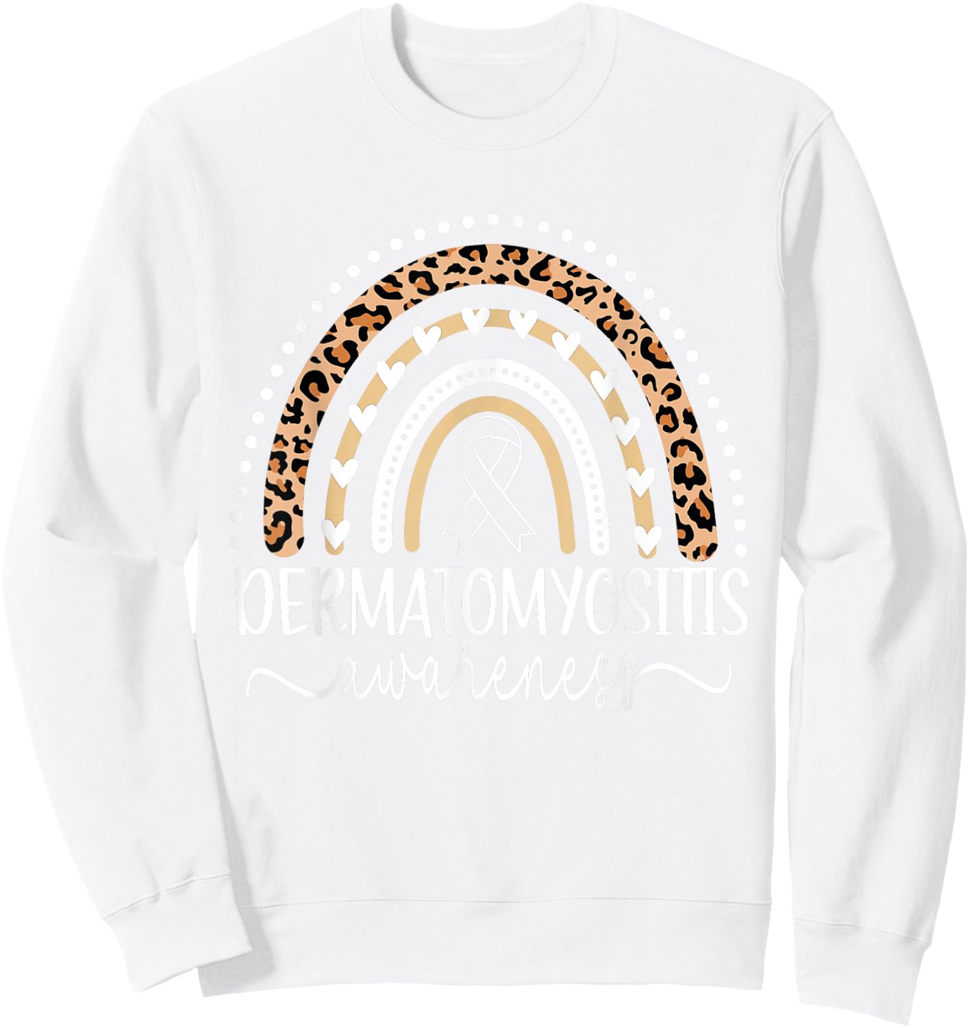 Wear Blue Dermatomyositis Awareness Leopard Rainbow Sweatshirt - Sweatshirt | White