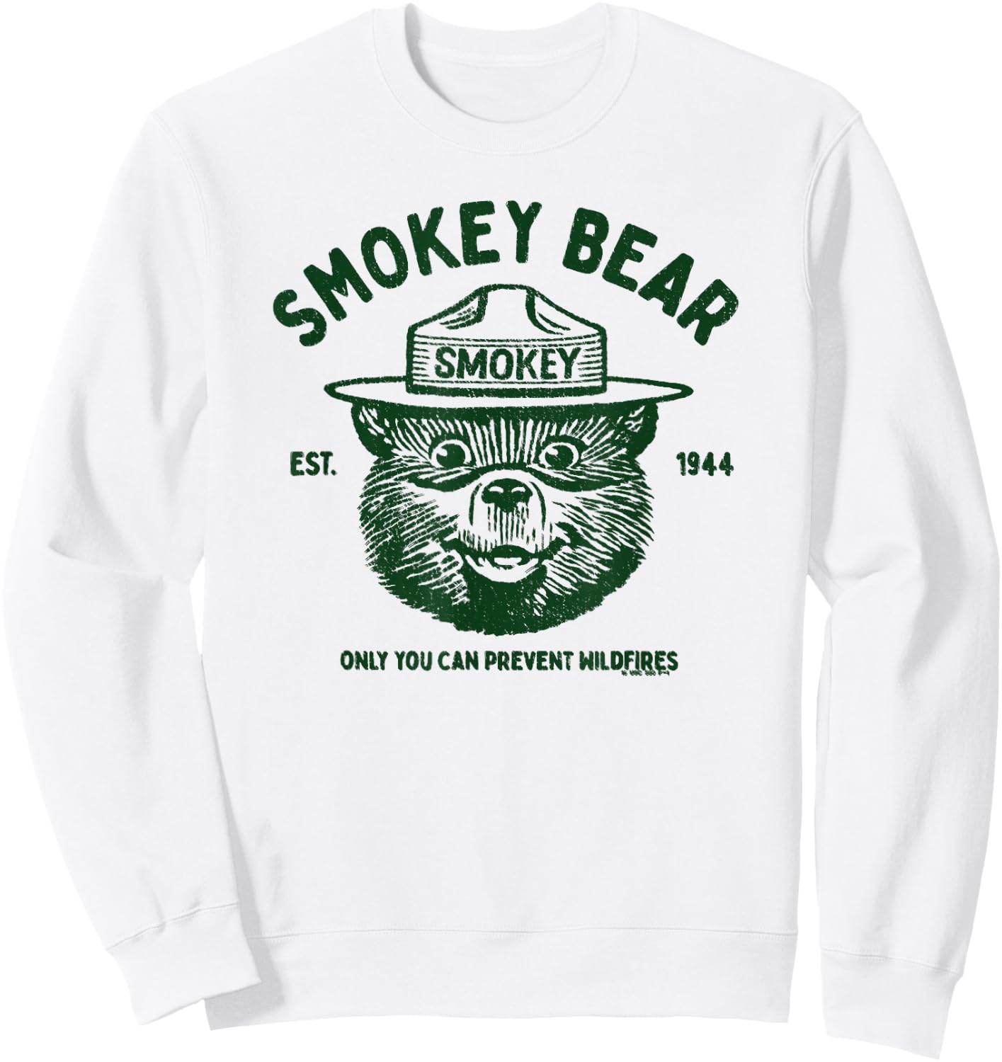 Vintage Smokey Bear Logo Only You Can Prevent Wildfires Sweatshirt - Sweatshirt | White