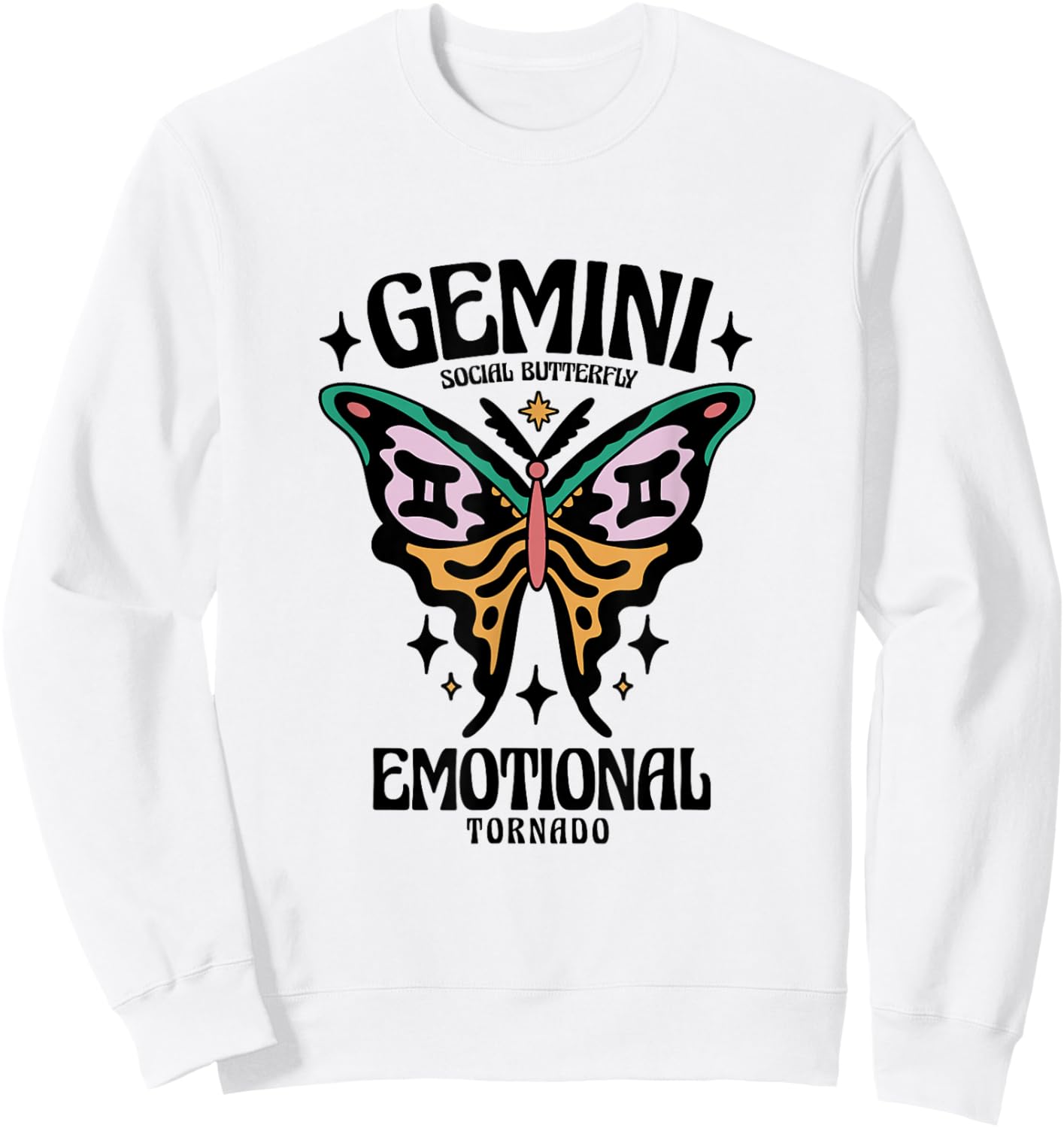 Gemini Social Butterfly Emotional Tornado Apparel Sweatshirt - Sweatshirt | White