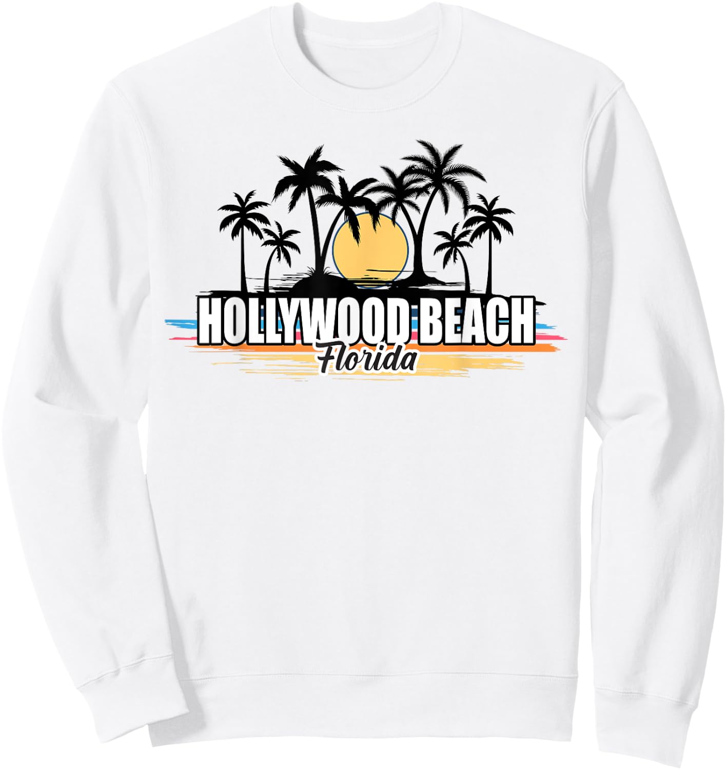 Hollywood Beach Florida Retro Surfing Beach Sweatshirt - Sweatshirt | White