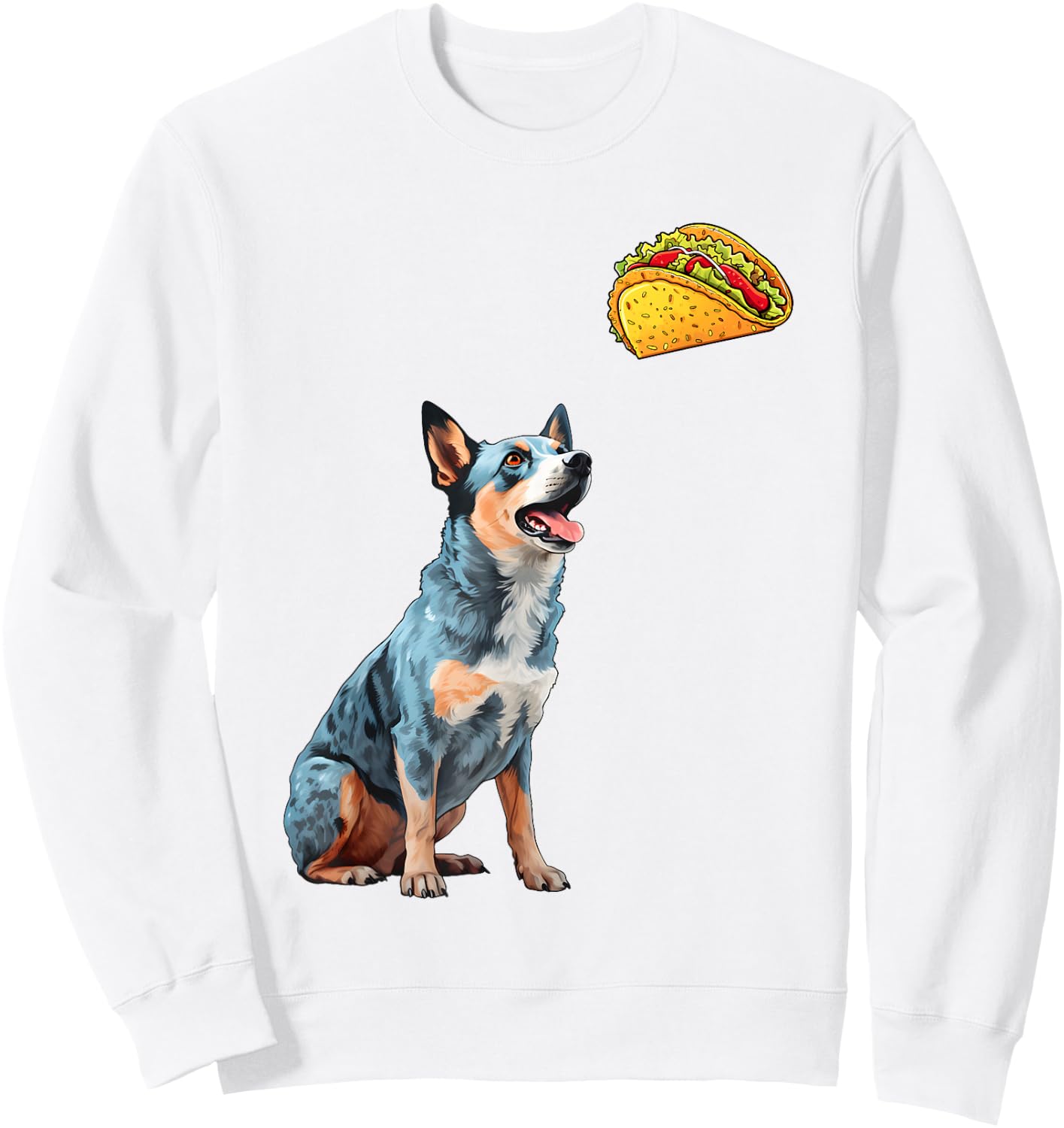 Blue Heeler Staring At Tacos, Funny Blue Heeler Sweatshirt - Sweatshirt | White