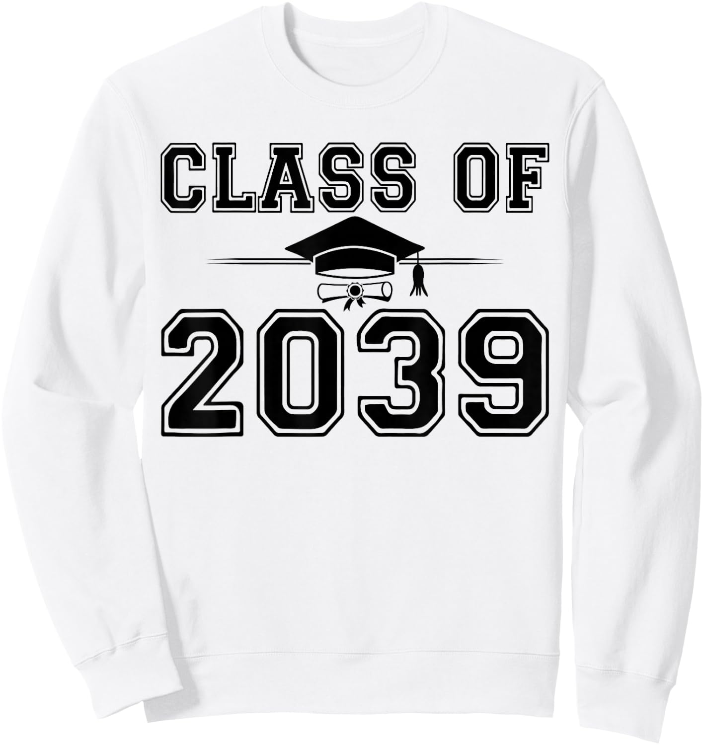 Class of 2039 Grow With Me Graduation Handprint On Back Sweatshirt - Sweatshirt | White