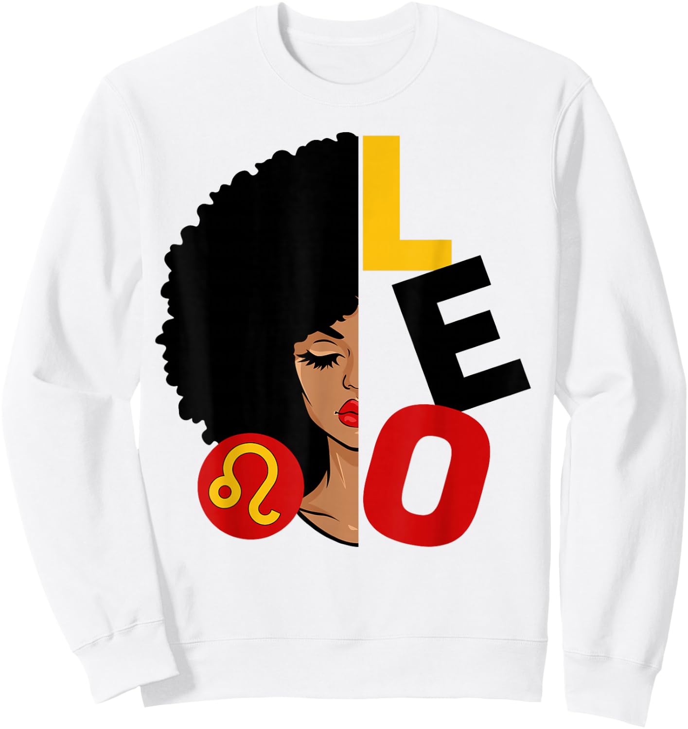 Leo Queen Afro Black Woman Melanin Girl Zodiac Sign Sweatshirt - Sweatshirt | White