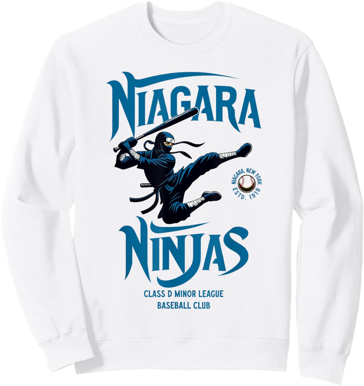Niagara Ninjas Retro Minor League Baseball Team Sweatshirt - Sweatshirt | White