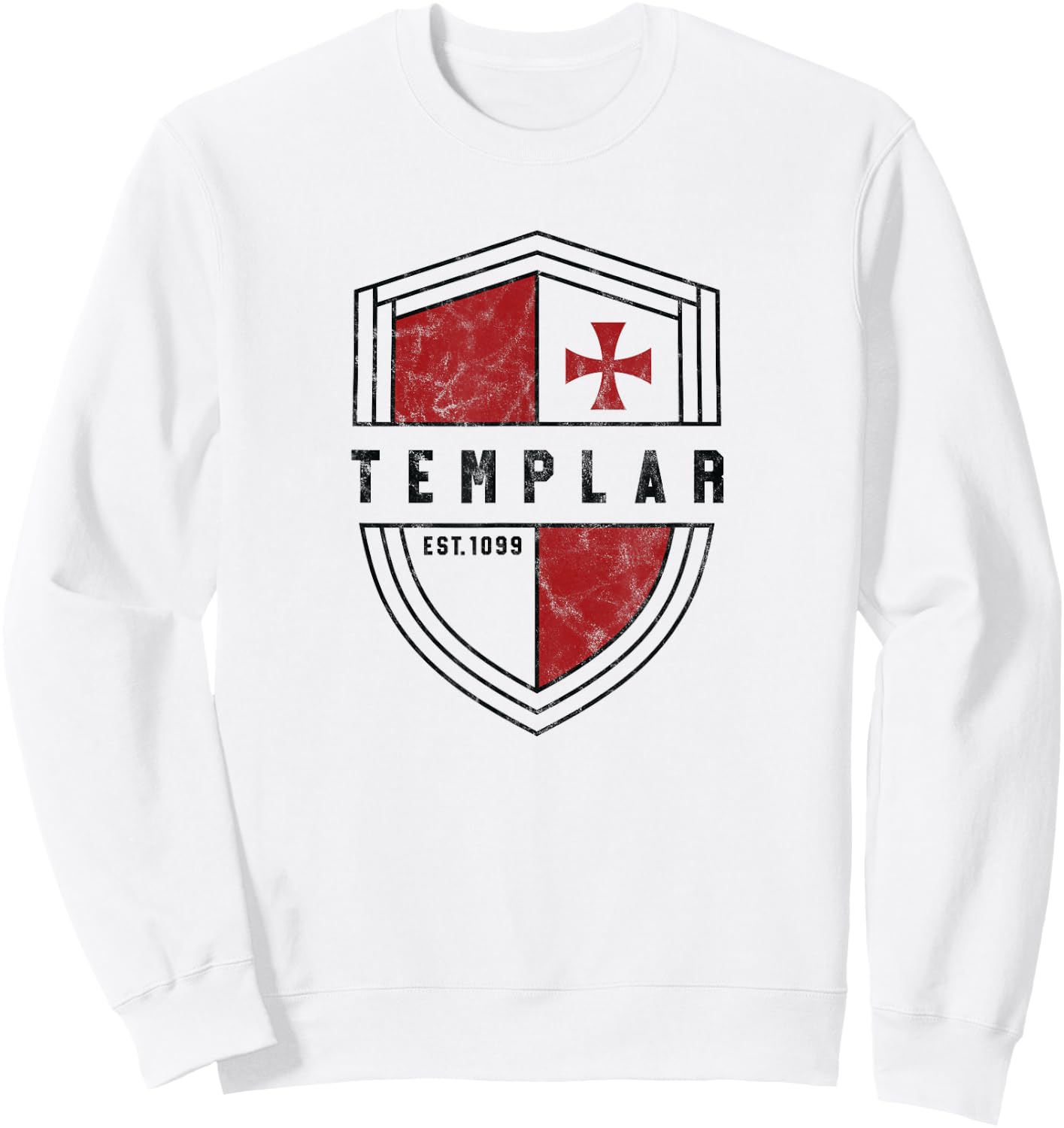 Templar Cross and Shield Vintage Medieval Cruise Sweatshirt - Sweatshirt | White