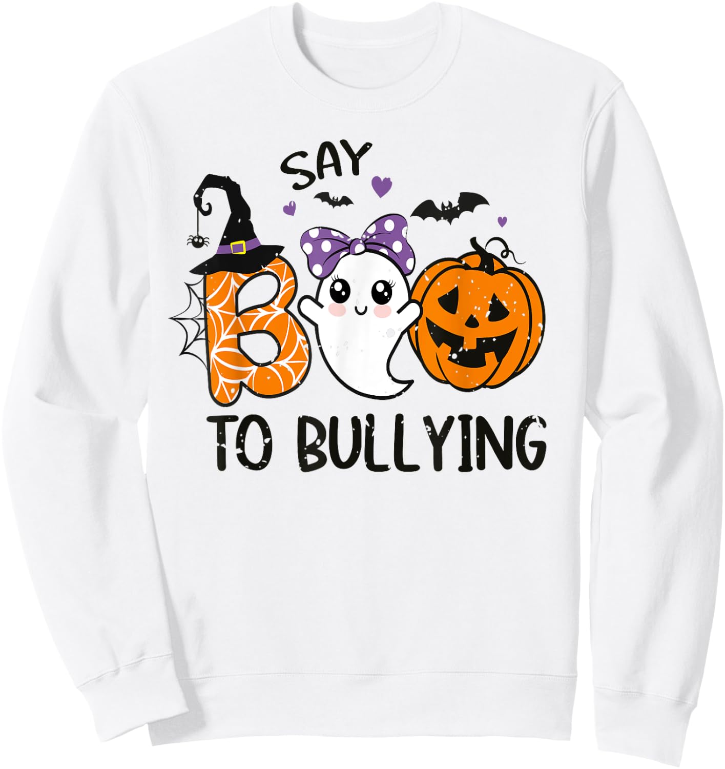 Boo To Bullying For Unity Day And Halloween Anti Bullying Sweatshirt - Sweatshirt | White