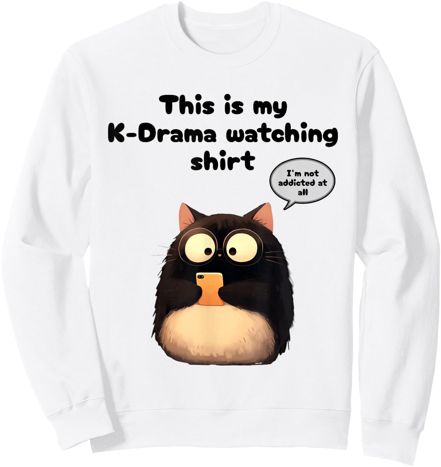 Kpop Gifts Co. -Adults, Teen Rabbit Kdrama Watching Cat Merch Korean Drama Merchandise Sweatshirt - Sweatshirt | White