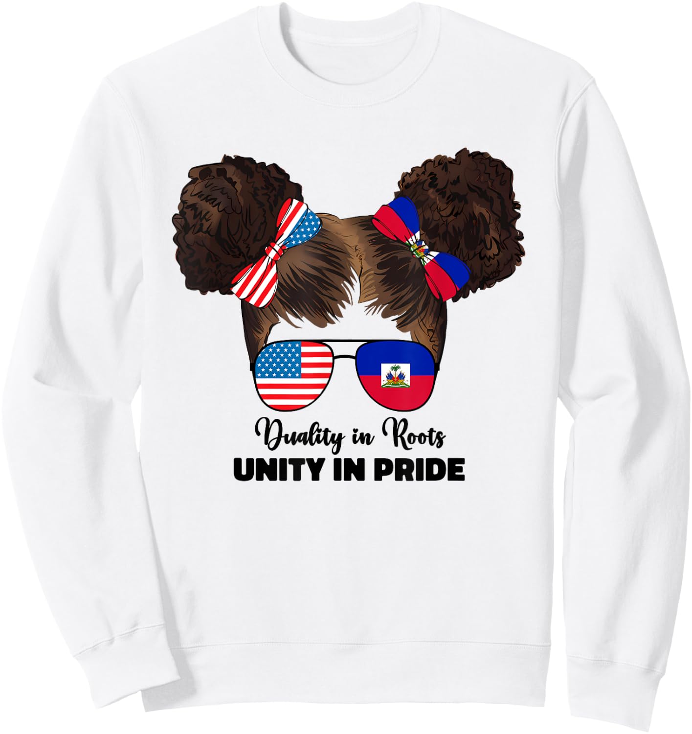 Half Haitian And American America Haiti Usa Flag Kids Girl Sweatshirt - Sweatshirt | White
