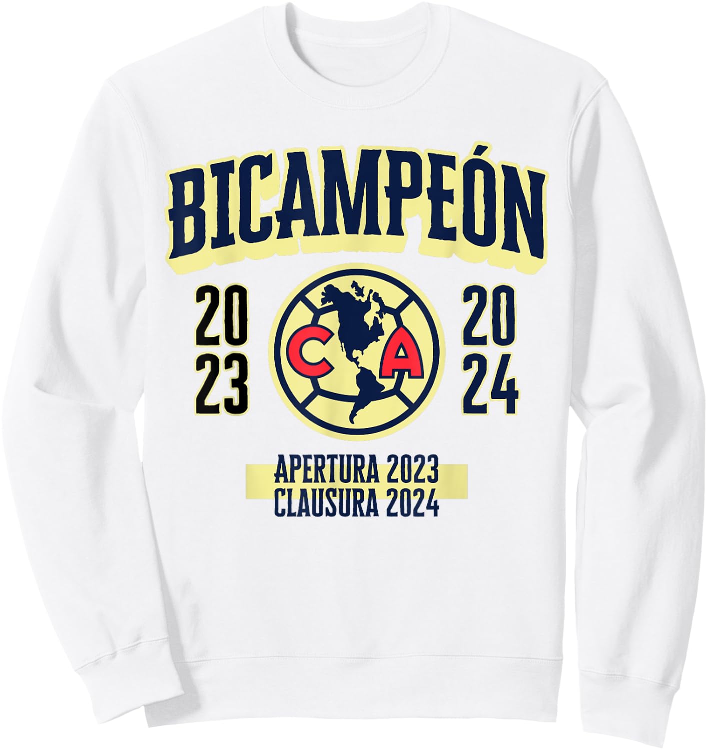 Club America Bicampeon Torneo Apertura 2023 - Clausura 2024 Sweatshirt - Sweatshirt | White