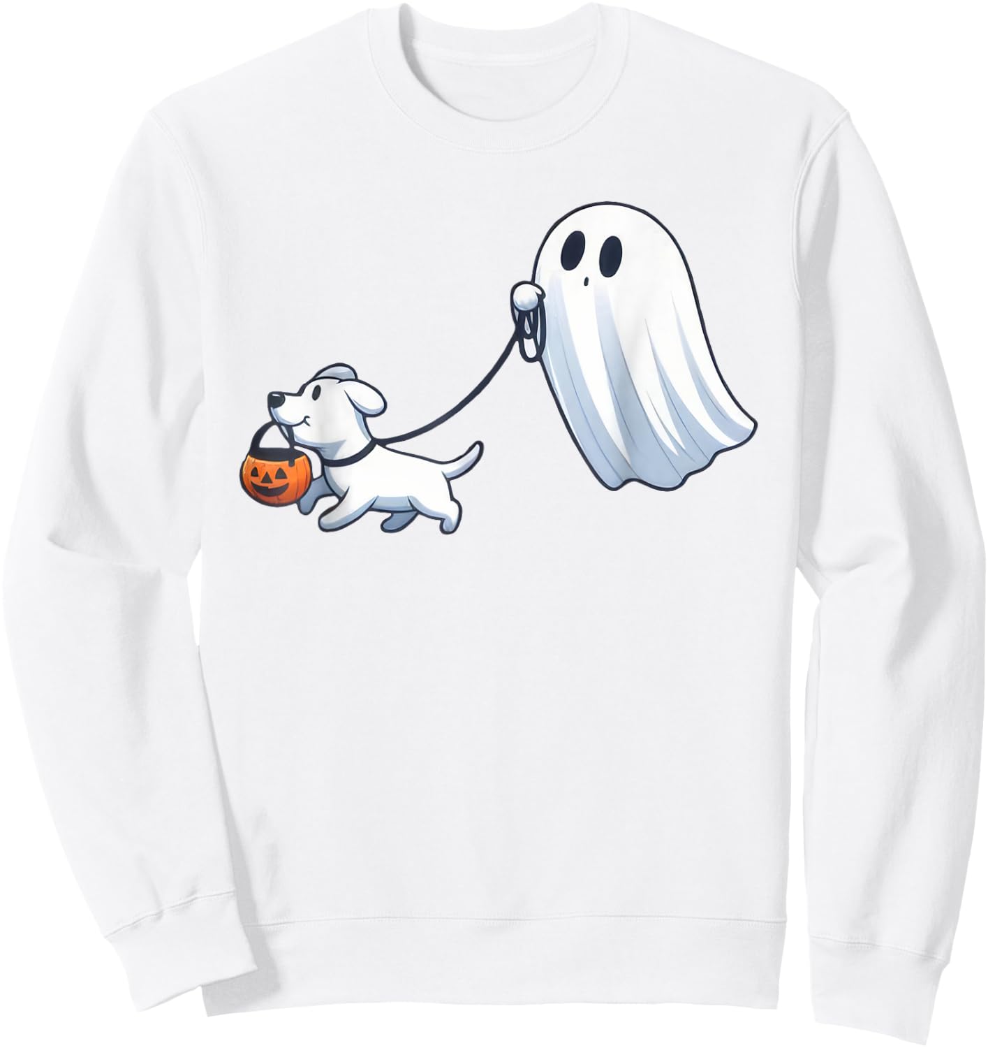 Ghost Walking Dog Ghost Dog Halloween Cute Spooky Dog Love Sweatshirt - Sweatshirt | White